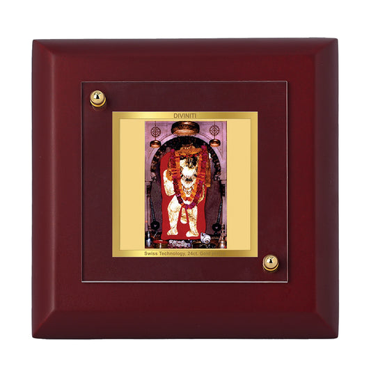 Diviniti 24K Gold Plated Mehandipur Balaji Photo Frame for Home Decor, Tabletop, Puja Room, Gift | MDF Size 1A (9.9x9.9 CM)