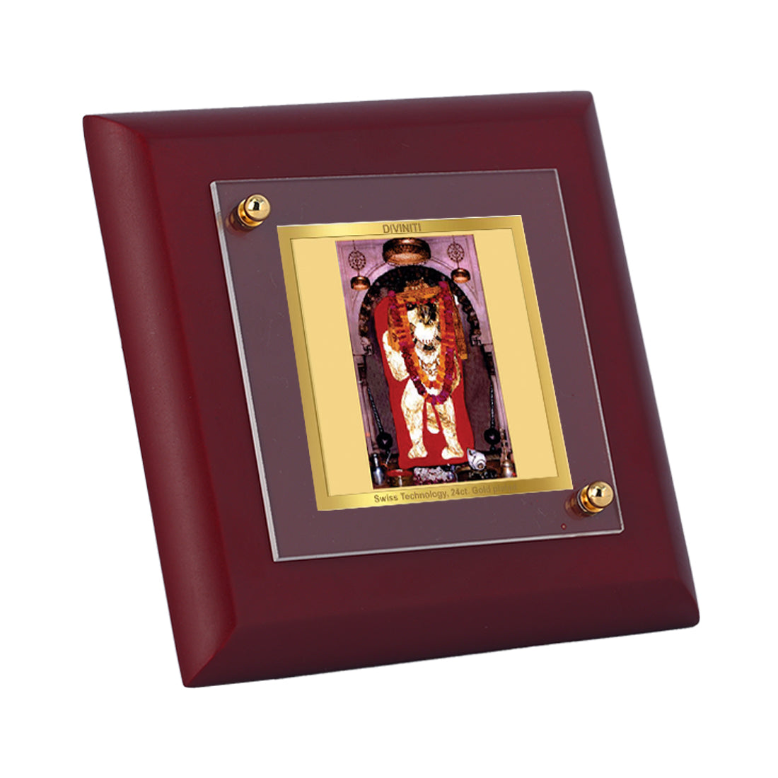 Diviniti 24K Gold Plated Mehandipur Balaji Photo Frame for Home Decor, Tabletop, Puja Room, Gift | MDF Size 1A (9.9x9.9 CM)