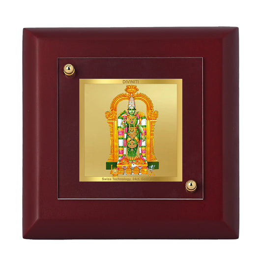 Diviniti 24K Gold Plated Meenakshi Devi Photo Frame for Home Decor, Tabletop, Puja, Gift | MDF Size 1A (9.9x9.9 CM)