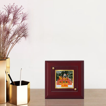 Diviniti 24K Gold Plated Mata Ka Darbar Photo Frame Divine Mother for Home Decor, Tabletop, Puja Room, Gift | MDF Size 1A (9.9x9.9 CM)