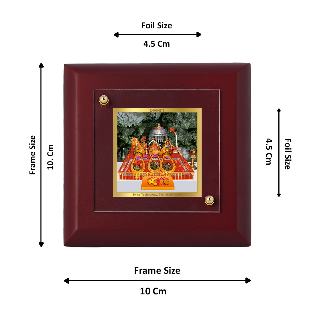 Diviniti 24K Gold Plated Mata Ka Darbar Photo Frame Divine Mother for Home Decor, Tabletop, Puja Room, Gift | MDF Size 1A (9.9x9.9 CM)