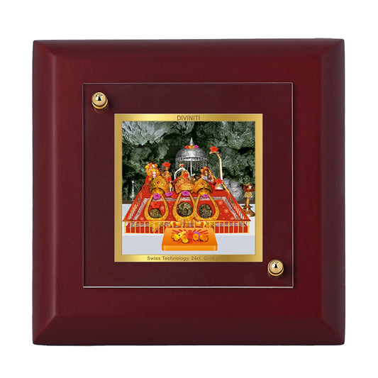 Diviniti 24K Gold Plated Mata Ka Darbar Photo Frame Divine Mother for Home Decor, Tabletop, Puja Room, Gift | MDF Size 1A (9.9x9.9 CM)