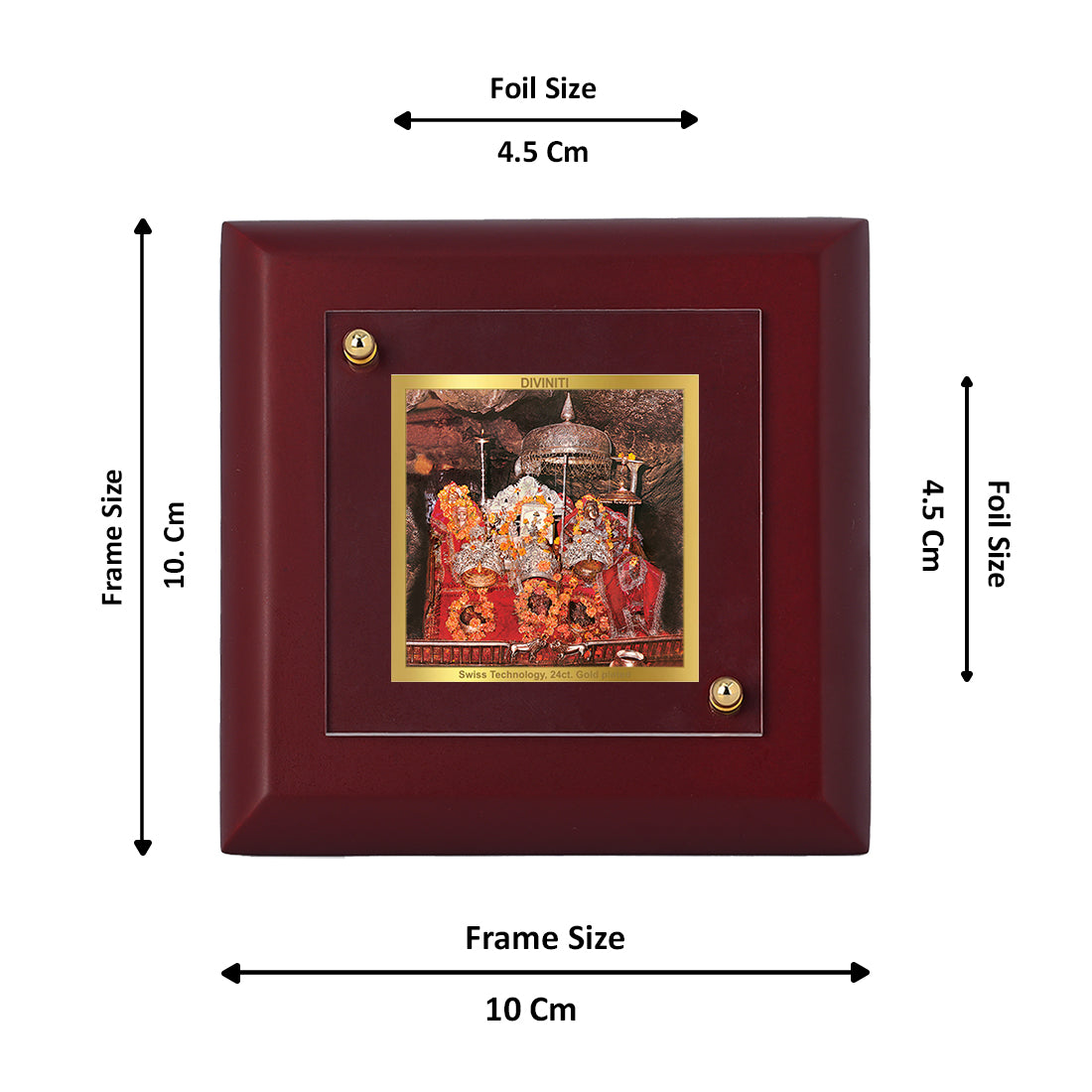 Diviniti 24K Gold Plated Mata Ka Darbar Photo Frame for Home Decor, Tabletop, Puja Room, Luxury Gift | MDF Size 1A (9.9x9.9 CM)