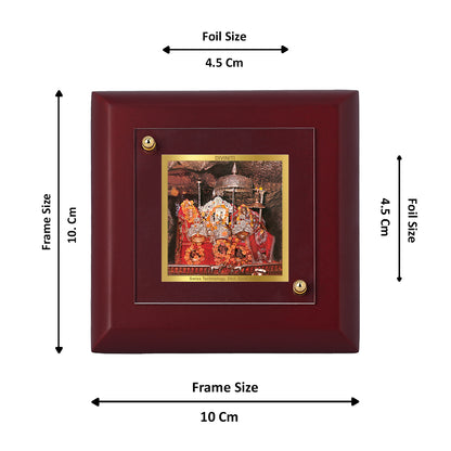 Diviniti 24K Gold Plated Mata Ka Darbar Photo Frame for Home Decor, Tabletop, Puja Room, Luxury Gift | MDF Size 1A (9.9x9.9 CM)