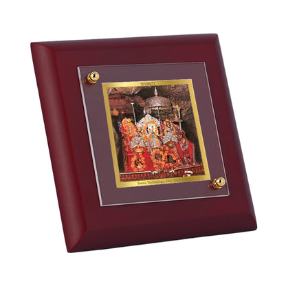 Diviniti 24K Gold Plated Mata Ka Darbar Photo Frame for Home Decor, Tabletop, Puja Room, Luxury Gift | MDF Size 1A (9.9x9.9 CM)