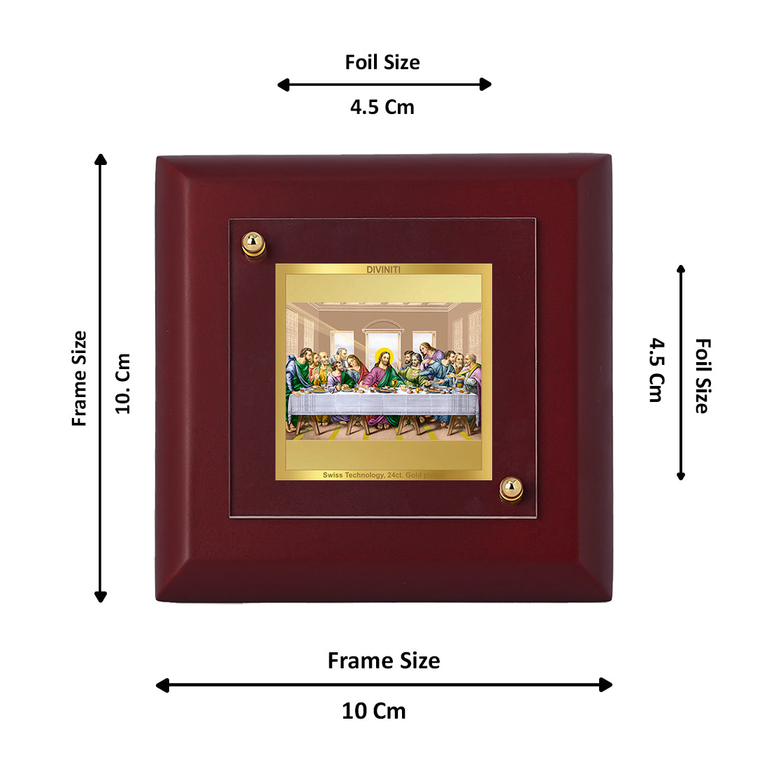 Diviniti 24K Gold Plated Last Supper Photo Frame for Home Decor Showpiece, Tabletop, Luxury Gift | MDF Size 1A (9.9x9.9 CM)