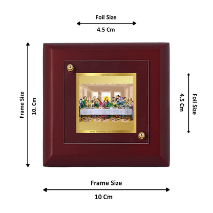 Diviniti 24K Gold Plated Last Supper Photo Frame for Home Decor Showpiece, Tabletop, Luxury Gift | MDF Size 1A (9.9x9.9 CM)