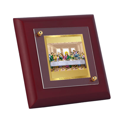 Diviniti 24K Gold Plated Last Supper Photo Frame for Home Decor Showpiece, Tabletop, Luxury Gift | MDF Size 1A (9.9x9.9 CM)