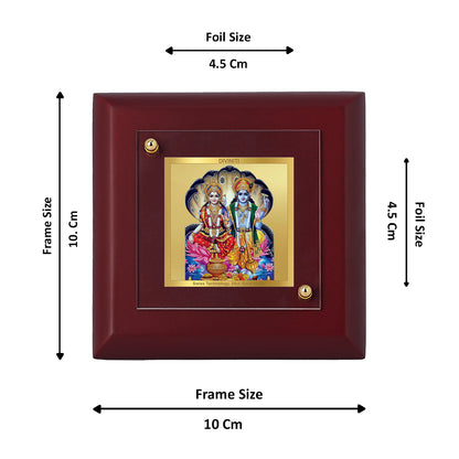 Diviniti 24K Gold Plated Vishnu Laxmi Photo Frame for Home Decor Showpiece, Tabletops, Puja Room, Gift | MDF Size 1A (9.9x9.9 CM)