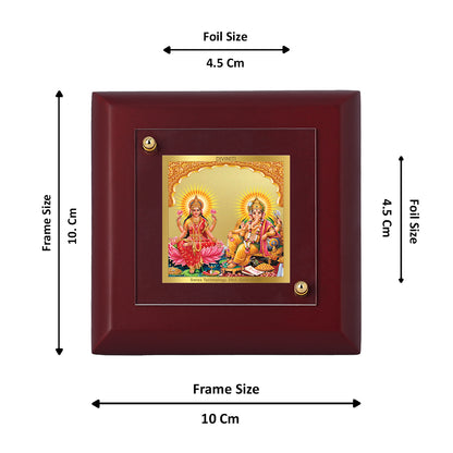 Diviniti 24K Gold Plated Lakshmi Ganesha Photo Frame Bringers of Prosperity for Home & Office Decor, Tabletop, Puja Room, Gift | MDF Size 1A (9.9x9.9 CM)