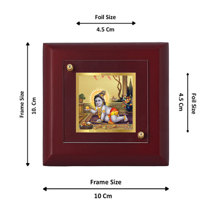 Diviniti 24K Gold Plated Laddu Gopal Photo Frame Love, Abundance for Puja Room, Home Decor, Tabletop, Gift | MDF Size 1A (9.9x9.9 CM)