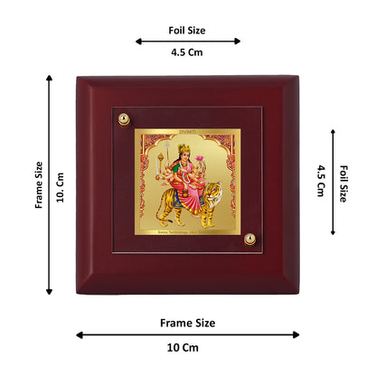 Diviniti 24K Gold Plated Kushmanda Mata Photo Frame For Home Decor, Table Top, Puja, Festival Gift (10 x 10 CM)