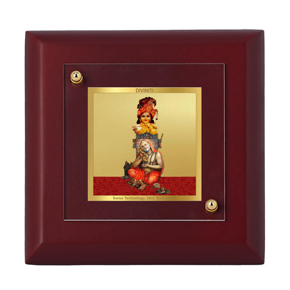 Diviniti 24K Gold Plated Krishna Raghvendra Photo Frame for Home Decor, Table Tops & Luxury Gift | MDF Size 1A (9.9x9.9 CM)