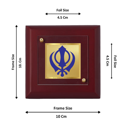 Diviniti 24K Gold Plated Khanda Sahib Photo Frame Strength and Unity in Sikhism for Home Decor, Tabletop, Gift | MDF Size 1A (9.9x9.9 CM)