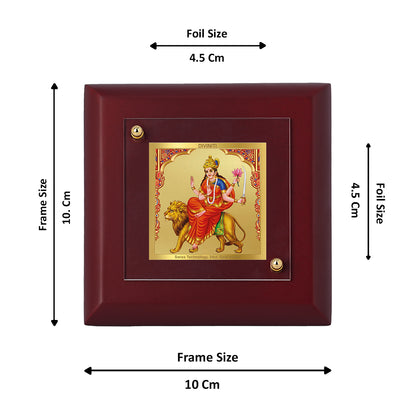 Diviniti 24K Gold Plated Katyani Mata Photo Frame for Home Decor, Tabletop, Puja Room, Gift | MDF Size 1A (9.9x9.9 CM)