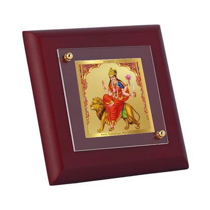 Diviniti 24K Gold Plated Katyani Mata Photo Frame for Home Decor, Tabletop, Puja Room, Gift | MDF Size 1A (9.9x9.9 CM)