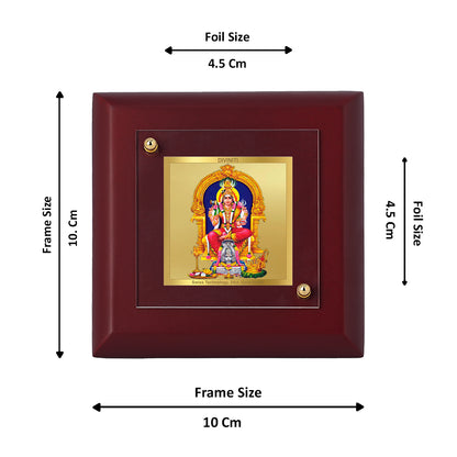 Diviniti 24K Gold Plated Goddess Karumariamman Photo Frame for Home Decor Showpiece, Tabletop, Puja Room, Gift | MDF Size 1A (9.9x9.9 CM)