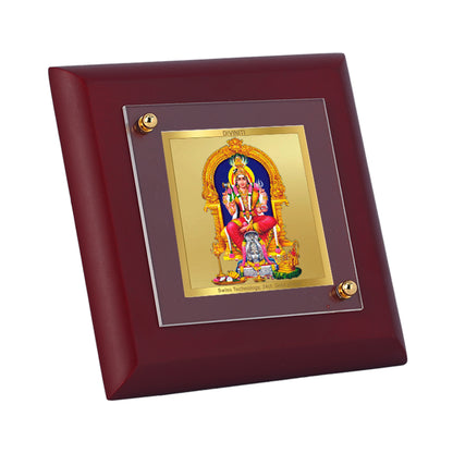 Diviniti 24K Gold Plated Goddess Karumariamman Photo Frame for Home Decor Showpiece, Tabletop, Puja Room, Gift | MDF Size 1A (9.9x9.9 CM)