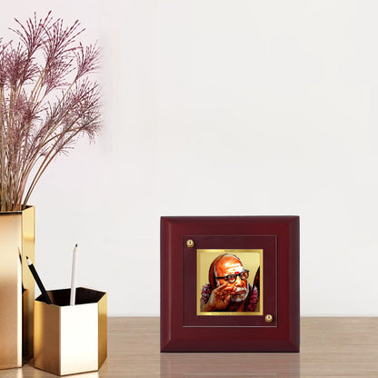 Diviniti 24K Gold Plated Kanchi Maha Periyava Photo Frame for Home & Office Decor, Tabletops, Gift | MDF Size 1A (9.9x9.9 CM)