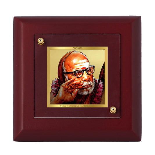 Diviniti 24K Gold Plated Kanchi Maha Periyava Photo Frame for Home & Office Decor, Tabletops, Gift | MDF Size 1A (9.9x9.9 CM)