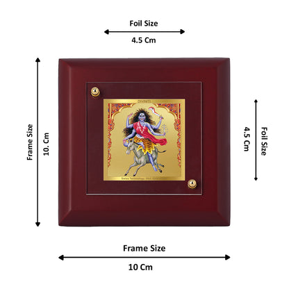 Diviniti 24K Gold Plated Kaalratri Mata Photo Frame Fearless Protector for Home Decor, Table Tops, Puja Room, Gift | MDF Size 1A (9.9x9.9 CM)