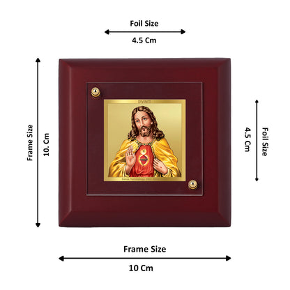 Diviniti 24K Gold Plated Jesus Photo Frame for Home Decor Showpiece, Table Tops, Prayer, Luxury Gift | MDF Size 1A (9.9x9.9 CM)