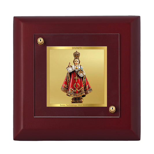 Diviniti 24K Gold Plated Infant Jesus Photo Frame Arms of Love for Home & Office Decor, Table Tops, Luxury Gift | MDF Size 1A (9.9x9.9 CM)