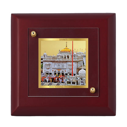 Diviniti 24K Gold Plated Huzur Saheb Photo Frame Spreading Love, Compassion for Home Decor, Tabletop, Gift | MDF Size 1A (9.9x9.9 CM)