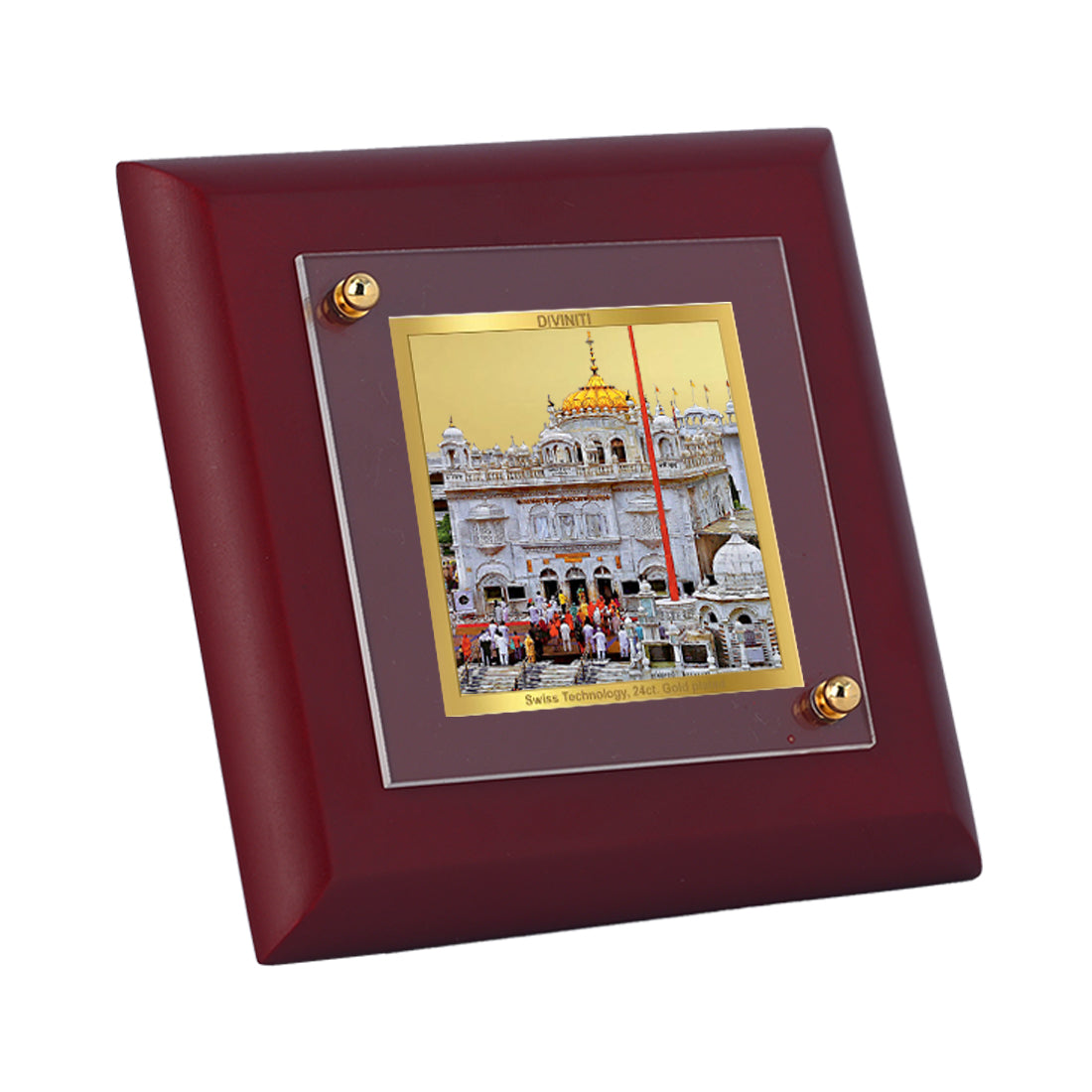 Diviniti 24K Gold Plated Huzur Saheb Photo Frame Spreading Love, Compassion for Home Decor, Tabletop, Gift | MDF Size 1A (9.9x9.9 CM)