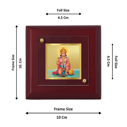 Diviniti 24K Gold Plated Lord Hanuman Photo Frame for Temple, Puja Room, Home Decor, Tabletop, Gift | MDF Size 1A (9.9x9.9 CM)