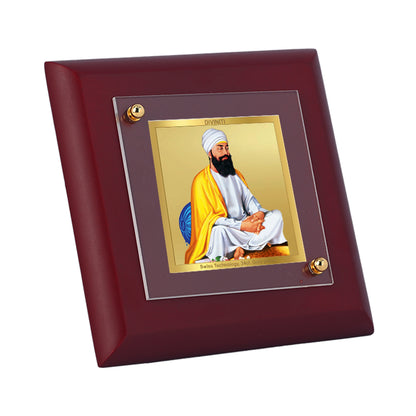 Diviniti 24K Gold Plated Guru Tegh Bahadur Ji Photo Frame Religious Freedom for Home Decor, Tabletop, Gift | MDF Size 1A (9.9x9.9 CM)