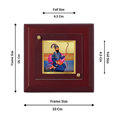 Diviniti 24K Gold Plated Guru Gobind Singh Photo Frame Protector of Dharma for Home & Office Decor, Tabletop, Prayer, Gift | MDF Size 1A (9.9x9.9 CM)