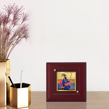 Diviniti 24K Gold Plated Guru Gobind Singh Photo Frame Protector of Dharma for Home & Office Decor, Tabletop, Prayer, Gift | MDF Size 1A (9.9x9.9 CM)