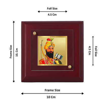 Diviniti 24K Gold Plated Guru Gobind Singh Photo Frame Justice, Equality for Home Decor Showpiece, Table & Gift | MDF Size 1A (9.9x9.9 CM)