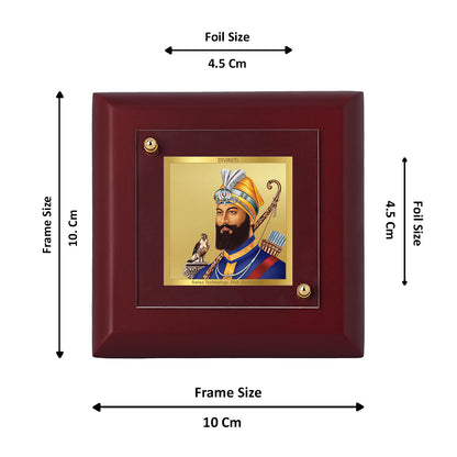 Diviniti 24K Gold Plated Guru Gobind Singh Photo Frame Lion of Punjab for Home Decor, Table Tops & Gift | MDF Size 1A (9.9x9.9 CM)