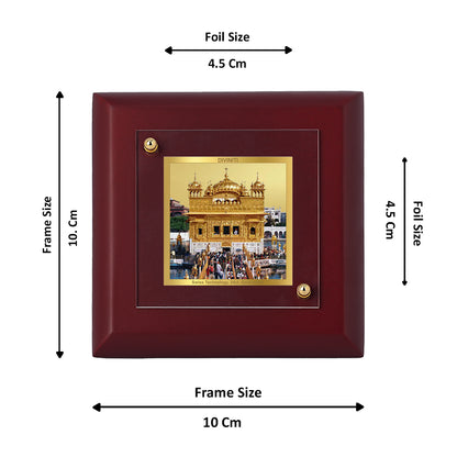 Diviniti 24K Gold Plated Golden Temple Photo Frame for Home Decor Showpiece, Office, Tabletop, Luxury Gift | MDF Size 1A (9.9x9.9 CM)