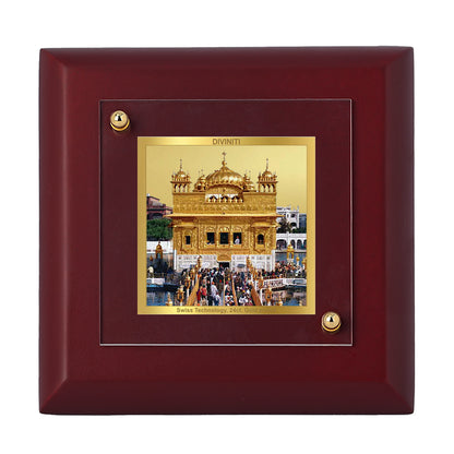 Diviniti 24K Gold Plated Golden Temple Photo Frame for Home Decor Showpiece, Office, Tabletop, Luxury Gift | MDF Size 1A (9.9x9.9 CM)