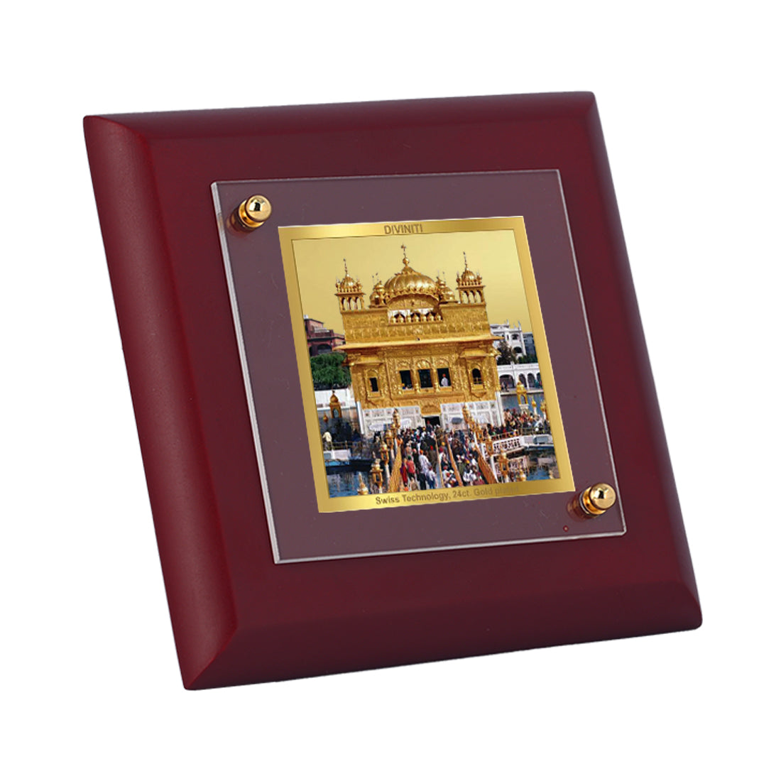 Diviniti 24K Gold Plated Golden Temple Photo Frame for Home Decor Showpiece, Office, Tabletop, Luxury Gift | MDF Size 1A (9.9x9.9 CM)