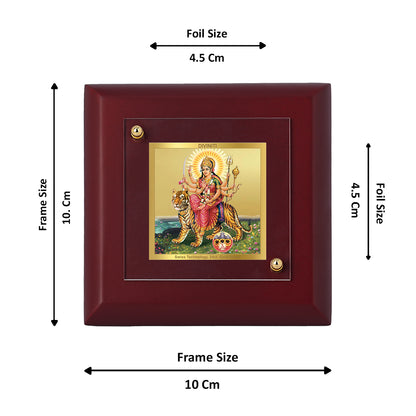 Diviniti 24K Gold Plated Goddess Durga Photo Frame Protector, Warrior for Home & Office Decor, Tabletop, Puja Room, Gift | MDF Size 1A (9.9x9.9 CM)