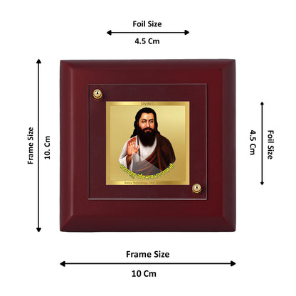 Diviniti 24K Gold Plated Baba Ravidas Photo Frame Equality & Justice for Home Decor Showpiece, Table Tops, Luxury Gift | MDF Size 1A (9.9x9.9 CM)