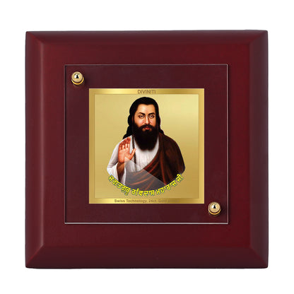 Diviniti 24K Gold Plated Baba Ravidas Photo Frame Equality & Justice for Home Decor Showpiece, Table Tops, Luxury Gift | MDF Size 1A (9.9x9.9 CM)