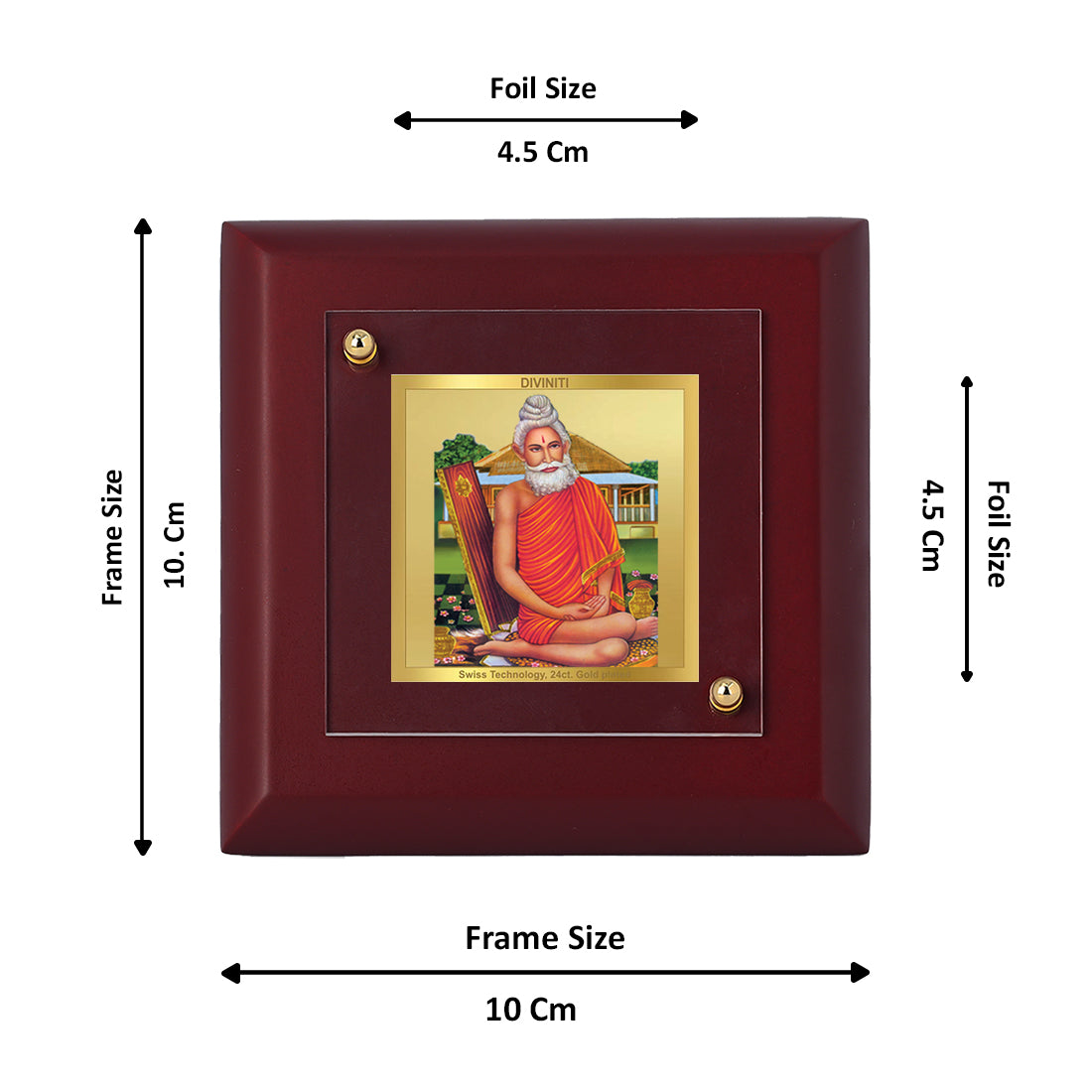 Diviniti 24K Gold Plated Baba Lokenath Photo Frame Faith, Devotion for Home & Office Decor, Workshop, Table Top, Gift | MDF Size 1A (9.9x9.9 CM)