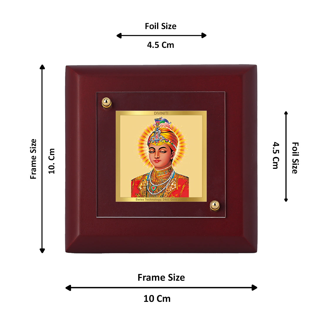 Diviniti 24K Gold Plated Guru Har Krishan Photo Frame for Home Decor Showpiece, Tabletop, Gift | MDF Size 1A (9.9x9.9 CM)