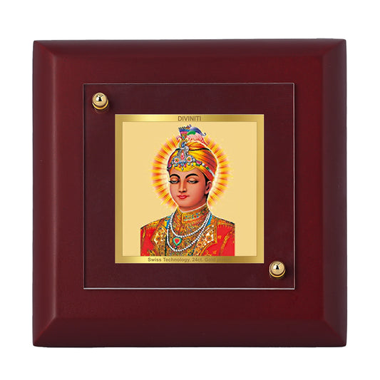 Diviniti 24K Gold Plated Guru Har Krishan Photo Frame for Home Decor Showpiece, Tabletop, Gift | MDF Size 1A (9.9x9.9 CM)