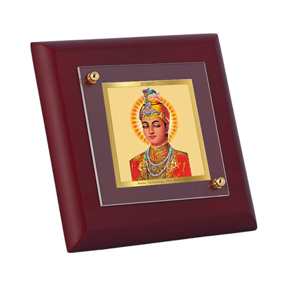 Diviniti 24K Gold Plated Guru Har Krishan Photo Frame for Home Decor Showpiece, Tabletop, Gift | MDF Size 1A (9.9x9.9 CM)