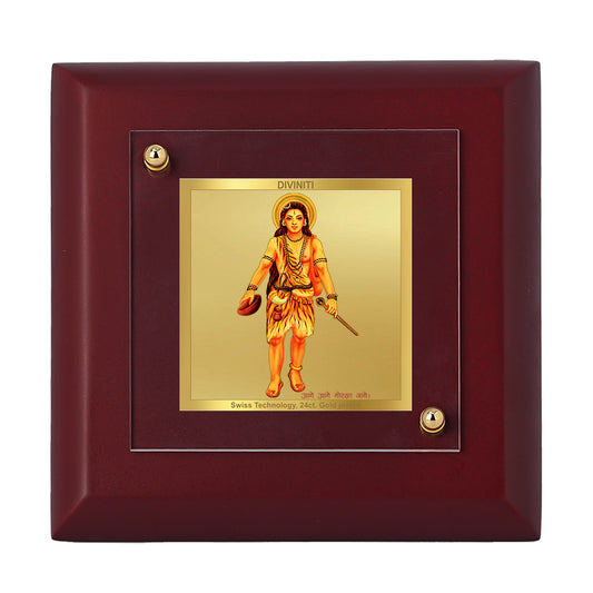 Diviniti 24K Gold Plated Baba Gorakhnath Photo Frame Self-Realization for Home Decor, Table Top, Puja, Gift | MDF Size 1A (9.9x9.9 CM)