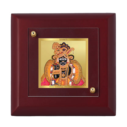 Diviniti 24K Gold Plated Bankey Bihari Photo Frame Avatar of Lord Krishna for Home Decor Showpiece, Tabletop, Puja, Gift | MDF Size 1A (9.9x9.9 CM)