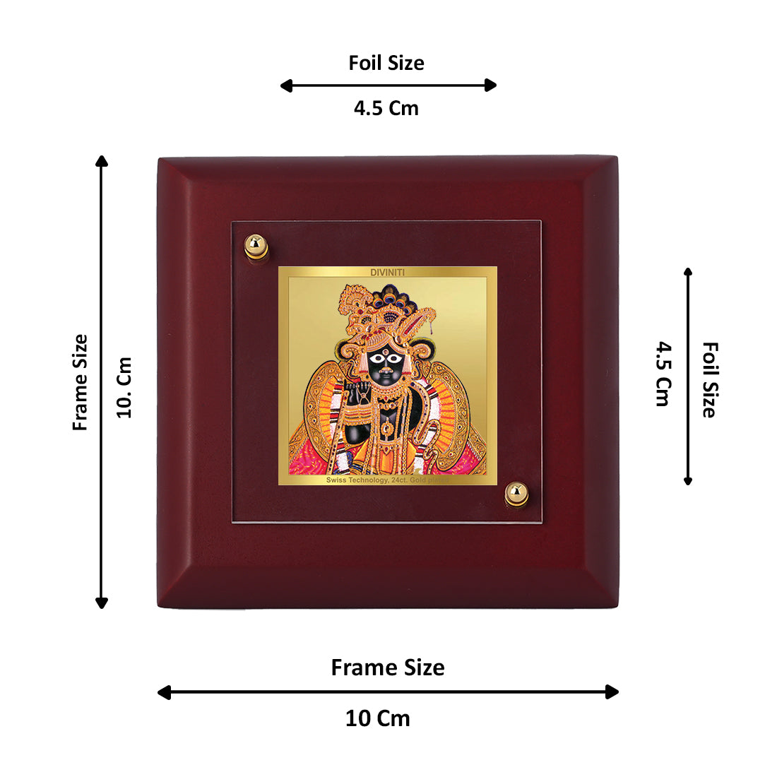 Diviniti 24K Gold Plated Bankey Bihari Photo Frame Avatar of Lord Krishna for Home Decor Showpiece, Tabletop, Puja, Gift | MDF Size 1A (9.9x9.9 CM)