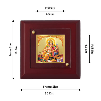 Diviniti 24K Gold Plated Four Hand Lord Ganesha Photo Frame for Mandir, Puja Room, Home & Office Decor, Tabletop, Gift | MDF Size 1A (9.9x9.9 CM)