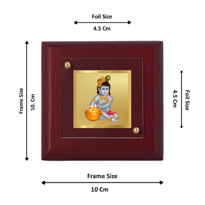 Diviniti 24K Gold Plated Lord of Devotion Bal Gopal Photo Frame for Home Decor Showpiece, Puja Room, Tabletop, Luxury Gift | MDF Size 1A (9.9x9.9 CM)